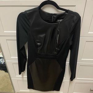 Black dress with leather- new with tags